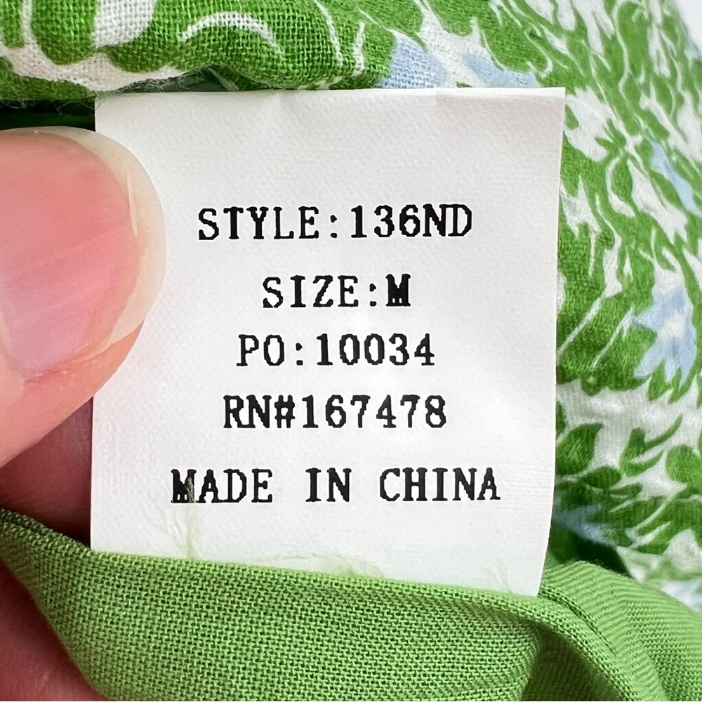 NWT Needii Meredith Green Floral Puff Sleeve Mini Dress Sz M Milkmaid - Picture 13 of 16